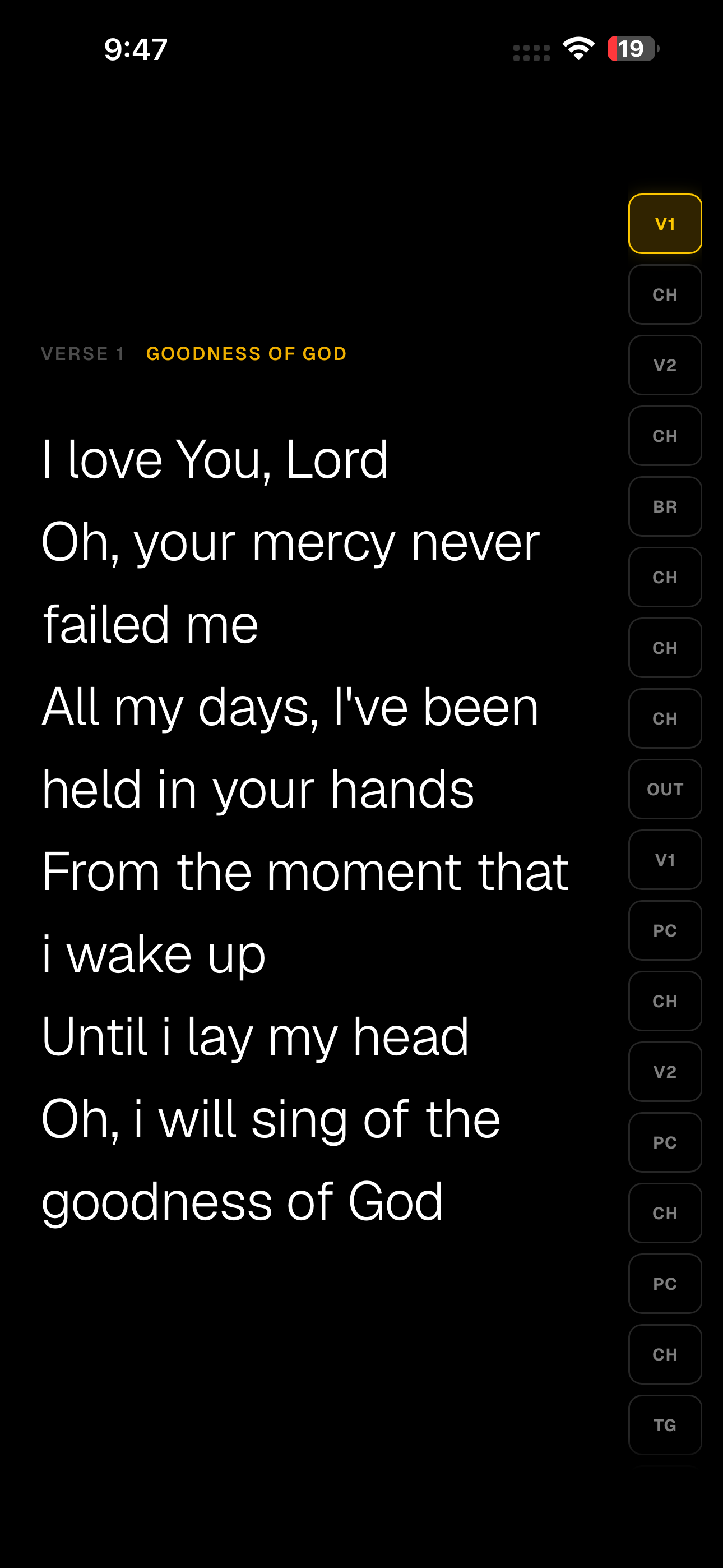 Distraction-free Lyricscroll lyric view