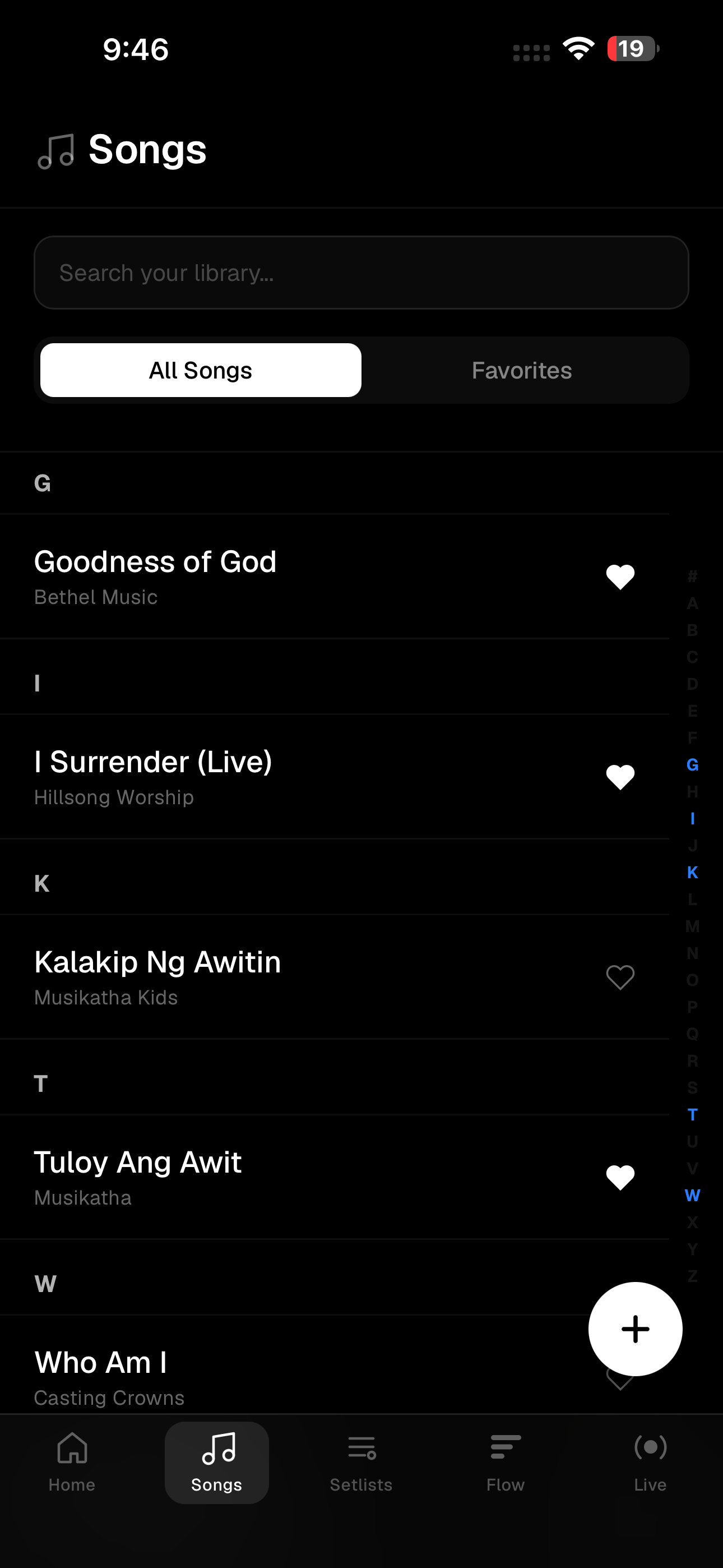 Searchable Lyricscroll song library