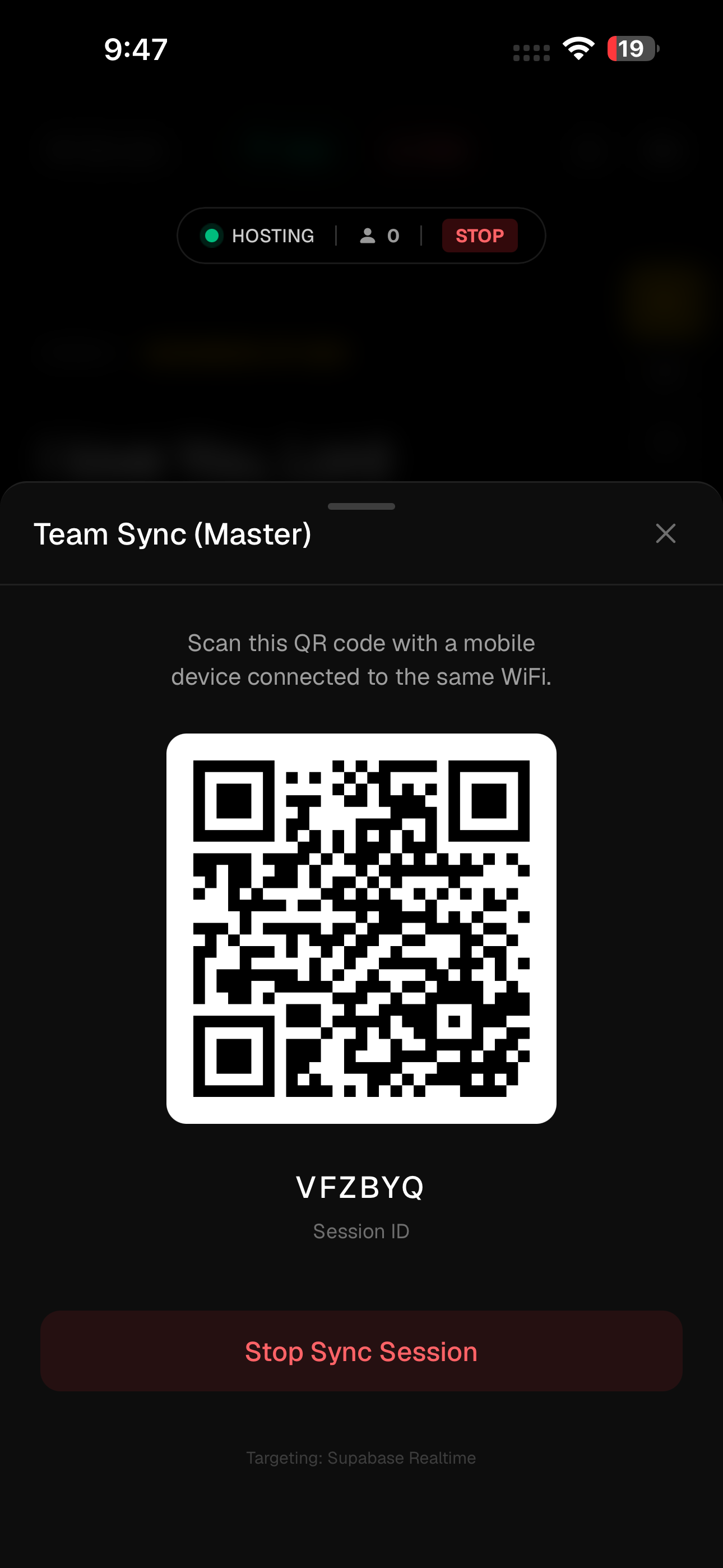 Lyricscroll live team synchronization screen